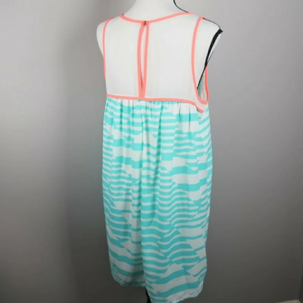 Everly Turquoise and Orange Swing Dress Size Large - Picture 4 of 7